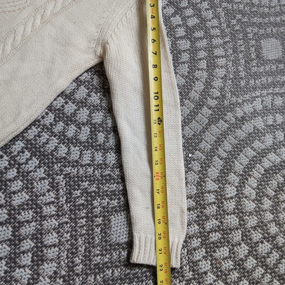 VTG SEARS Fishermans Sweater Cable Knit Size 40 Ivory 100% Wool MARY LEWIS Retro - Picture 10 of 10